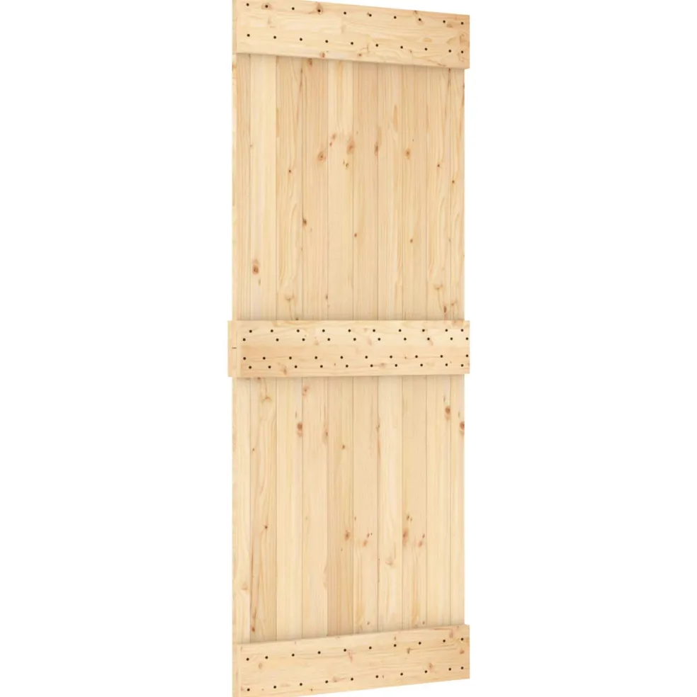 vidaXL Schuifdeur Natuurlijk en Wit 80 x 210 cm Massief Grenenhout