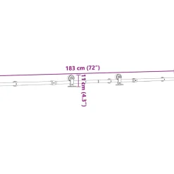 vidaXL Schuifdeur onderdelenset 183 cm roestvrij staal zilverkleurig