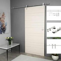 vidaXL Schuifdeur onderdelenset 183 cm roestvrij staal zilverkleurig