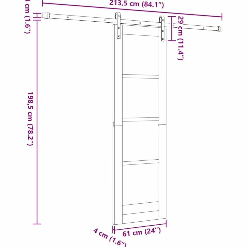 vidaXL Schuifdeur ORKDAL Wit 61 x 198,5 cm Massief grenenhout en glas
