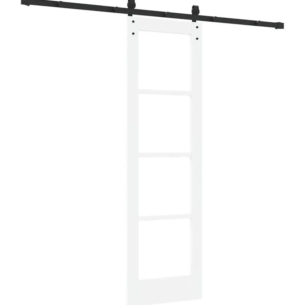 vidaXL Schuifdeur ORKDAL Wit 61 x 198,5 cm Massief grenenhout en glas