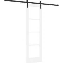 vidaXL Schuifdeur ORKDAL Wit 61 x 198,5 cm Massief grenenhout en glas
