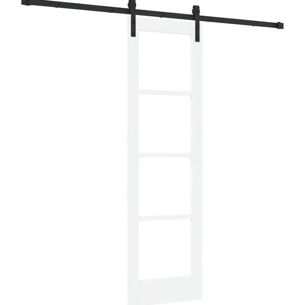 vidaXL Schuifdeur ORKDAL Wit 61 x 198,5 cm Massief grenenhout en glas