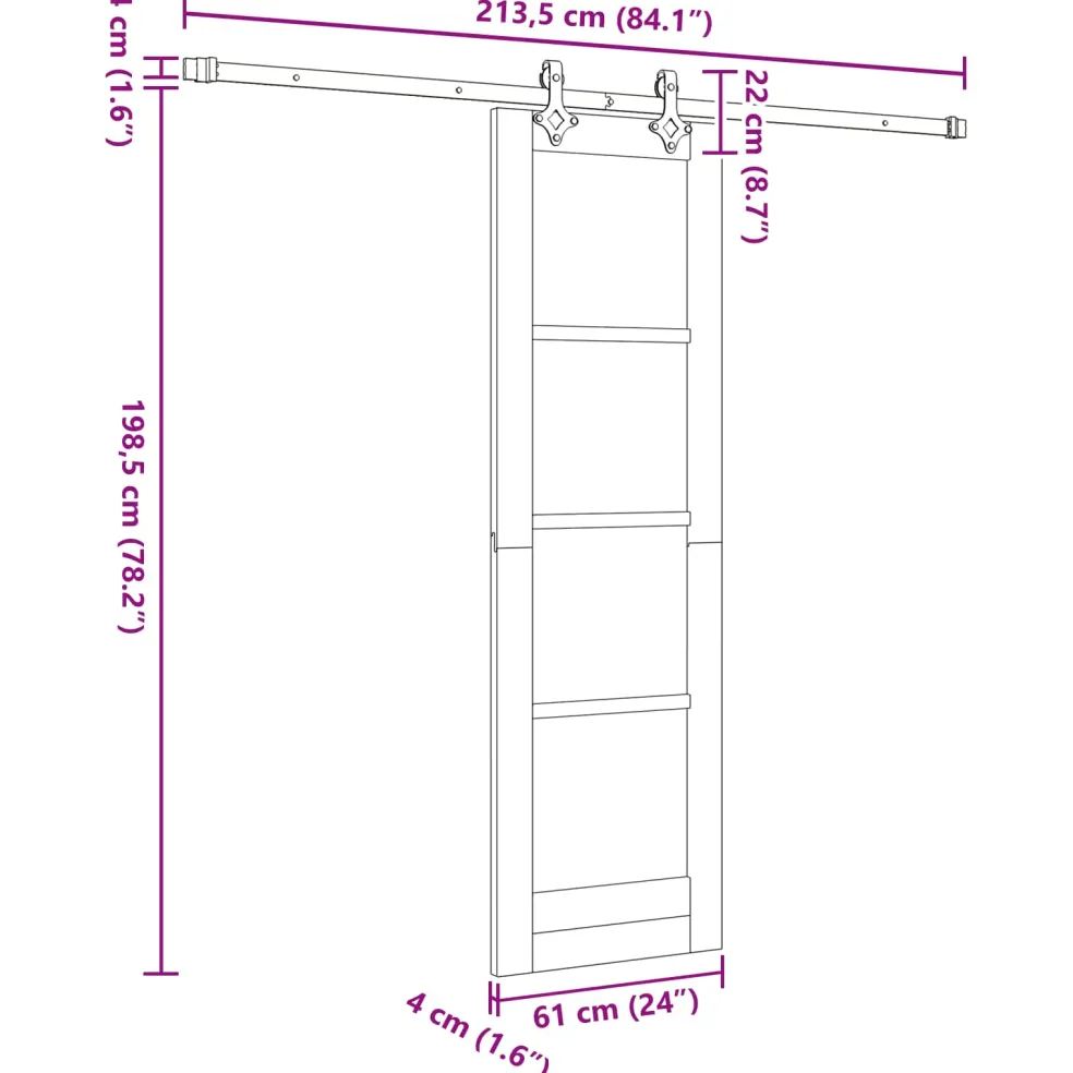 vidaXL Schuifdeur ORKDAL 61 x 198,5 cm Massief grenenhout Naturel