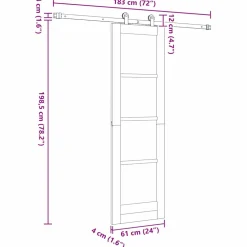 vidaXL Schuifdeur ORKDAL 61 x 198,5 cm Massief grenenhout en glas Wit
