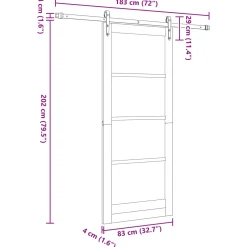 vidaXL Schuifdeur ORKDAL 83 x 202 cm Massief grenenhout Wit