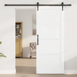 vidaXL Schuifdeur ORKDAL 83 x 202 cm Massief grenenhout Wit en zwart