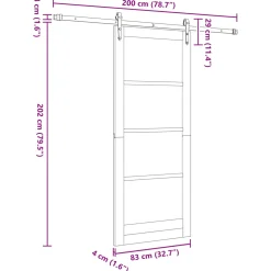vidaXL Schuifdeur ORKDAL 83 x 202 cm Massief grenenhout Wit en zwart