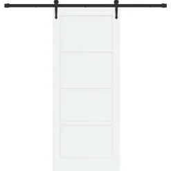 vidaXL Schuifdeur ORKDAL 83 x 202 cm Massief grenenhout Wit en zwart