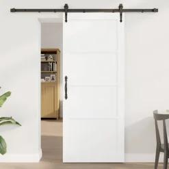 vidaXL Schuifdeur ORKDAL 83 x 202 cm Massief grenenhout Wit en zwart