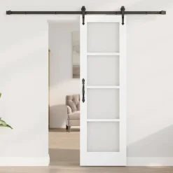 vidaXL Schuifdeur ORKDAL 61 x 198,5 cm Massief grenenhout en glas Wit