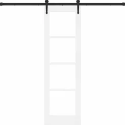 vidaXL Schuifdeur ORKDAL 61 x 198,5 cm Massief grenenhout en glas Wit