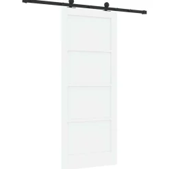 vidaXL Schuifdeur Wit en zwart 83 x 202 cm Massief grenenhout