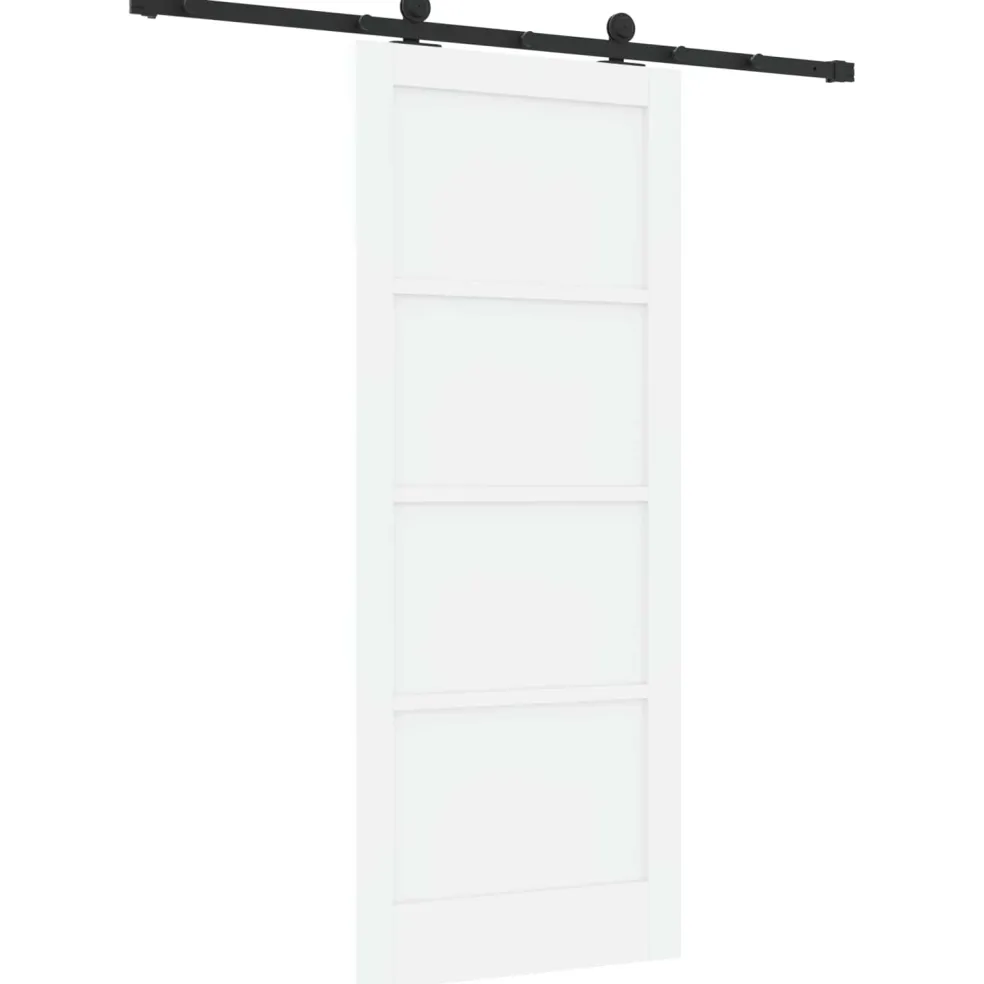 vidaXL Schuifdeur Wit en zwart 83 x 202 cm Massief grenenhout