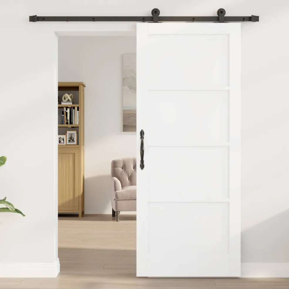 vidaXL Schuifdeur Wit en zwart 83 x 202 cm Massief grenenhout