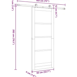 vidaXL Schuifdeur Wit en zwart 83 x 202 cm Massief grenenhout