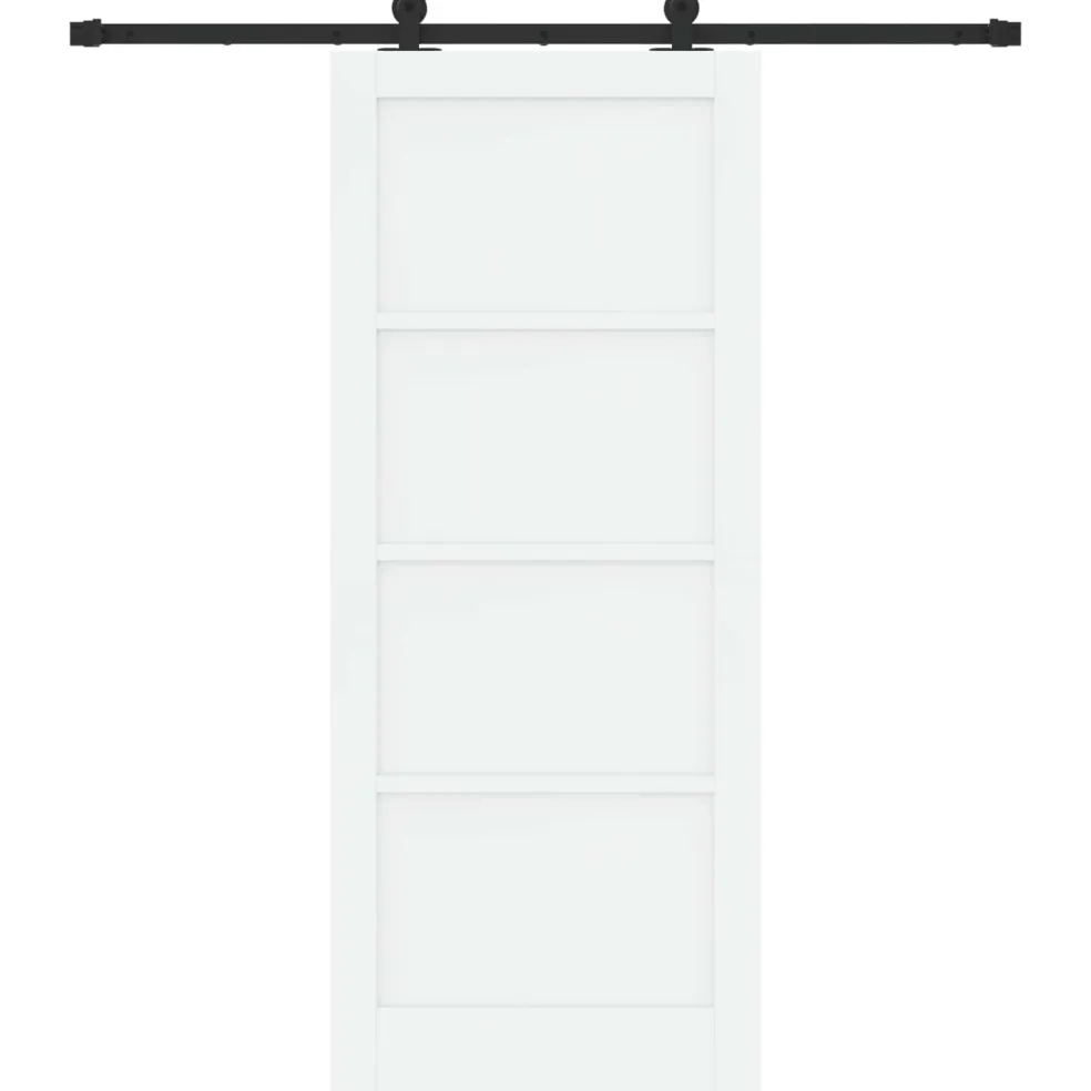 vidaXL Schuifdeur Wit en zwart 83 x 202 cm Massief grenenhout