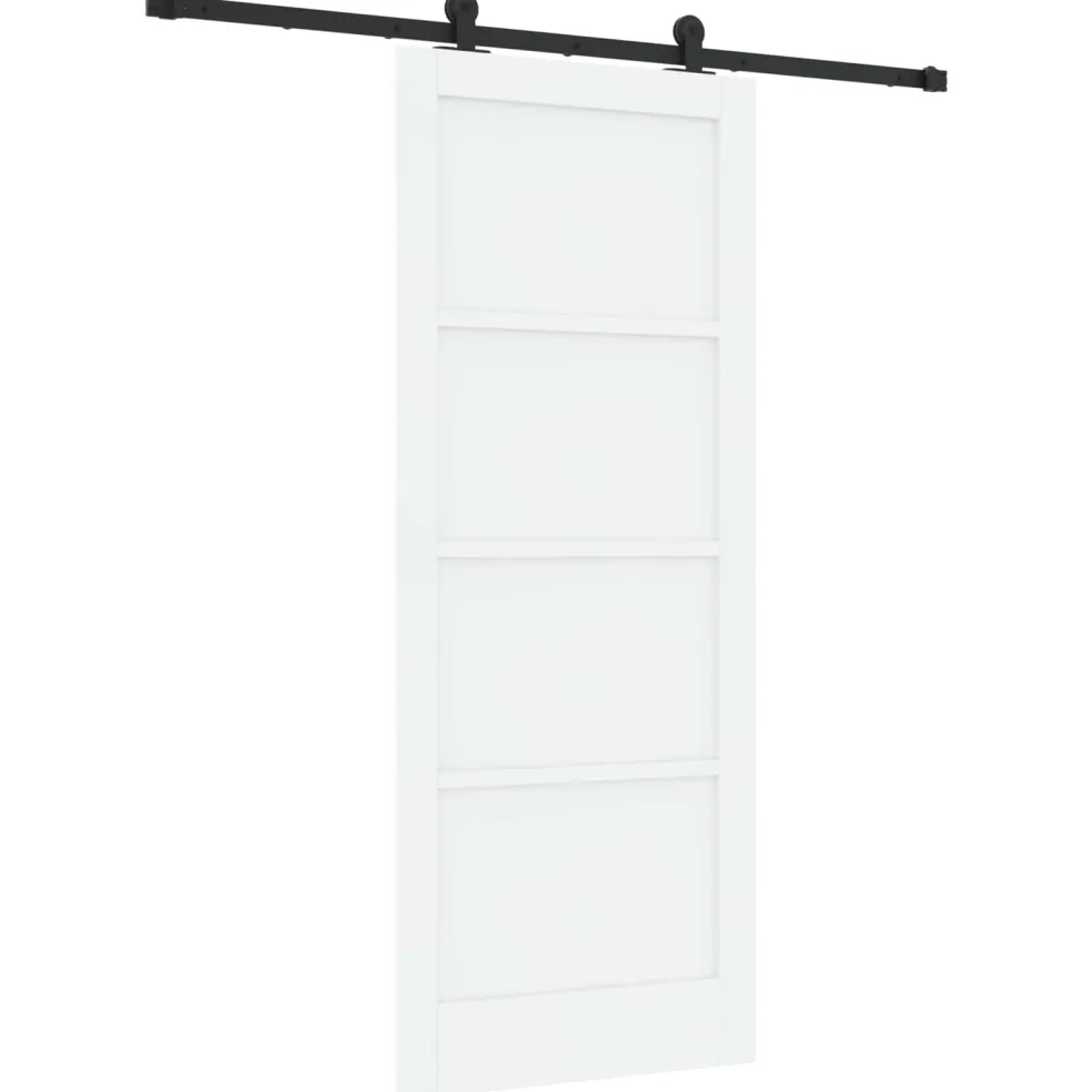 vidaXL Schuifdeur Wit en zwart 83 x 202 cm Massief grenenhout