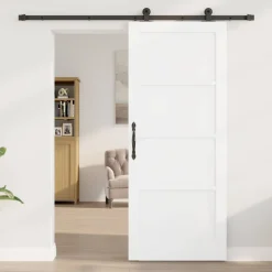 vidaXL Schuifdeur Wit en zwart 83 x 202 cm Massief grenenhout