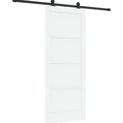 vidaXL Schuifdeur Wit en zwart 83 x 202 cm Massief grenenhout