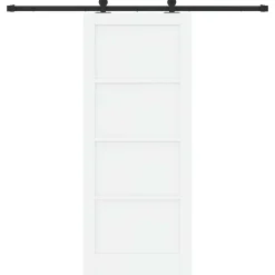 vidaXL Schuifdeur Wit en zwart 83 x 202 cm Massief grenenhout