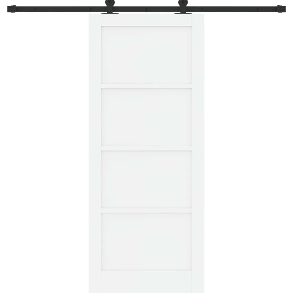 vidaXL Schuifdeur Wit en zwart 83 x 202 cm Massief grenenhout
