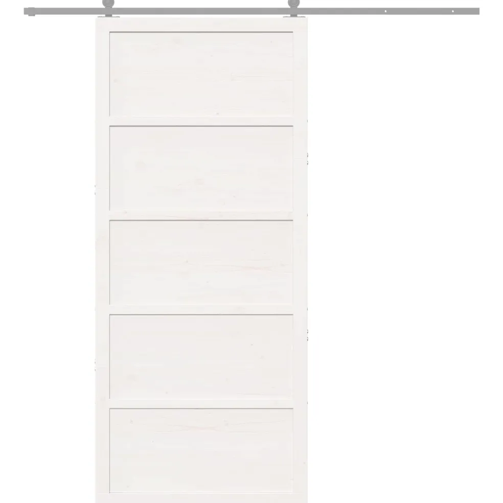 vidaXL Schuifdeur Wit 80 x 2,5 x 208 cm Massief grenenhout
