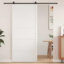 vidaXL Schuifdeur Wit 80 x 2,5 x 208 cm Massief grenenhout