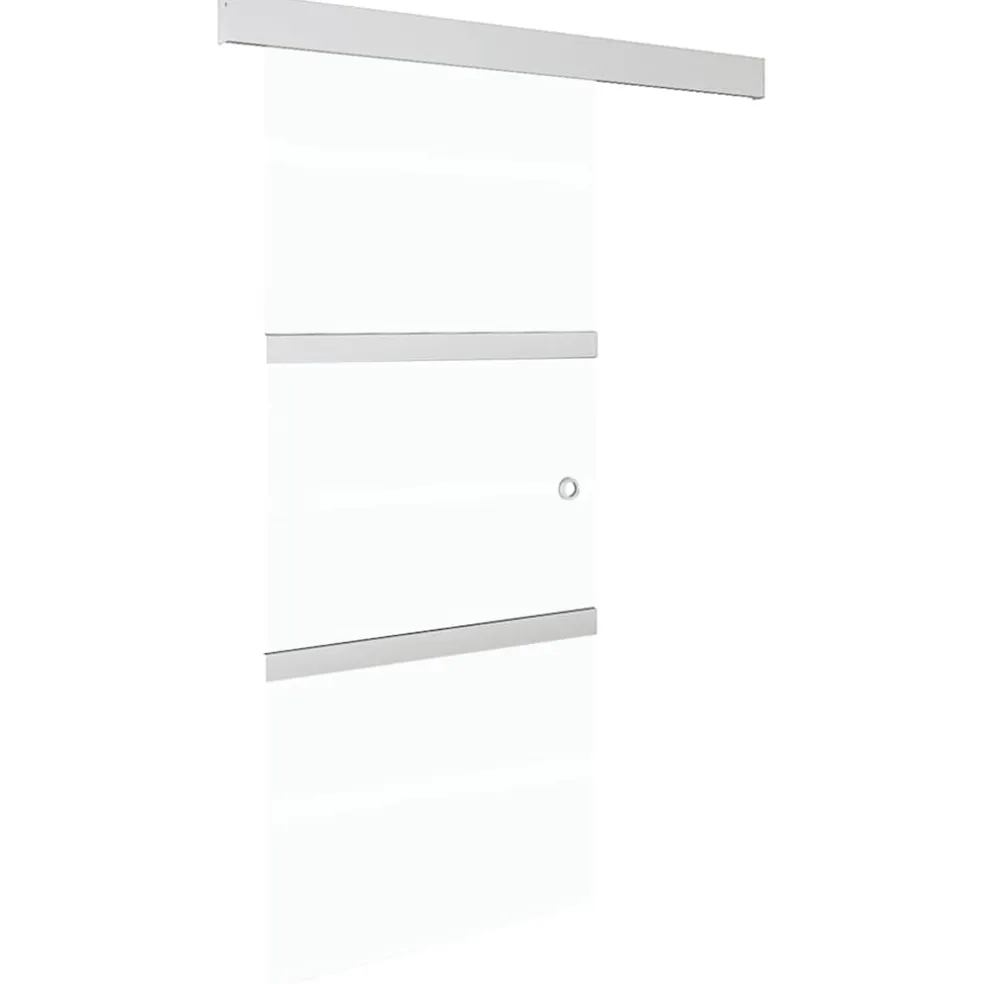 vidaXL Schuifdeur 90x212 cm ESG-glas en aluminium zilverkleurig