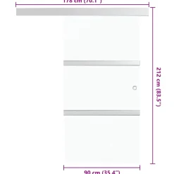 vidaXL Schuifdeur 90x212 cm ESG-glas en aluminium zilverkleurig