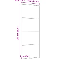 vidaXL Schuifdeur 76x205 cm ESG-glas en aluminium wit