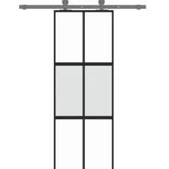 vidaXL Schuifdeur 76x205 cm gehard glas en aluminium zwart