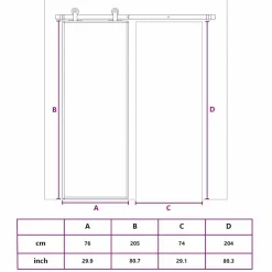 vidaXL Schuifdeur 76x205 cm gehard glas en aluminium zwart