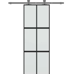 vidaXL Schuifdeur 76x205 cm gehard glas en aluminium zwart