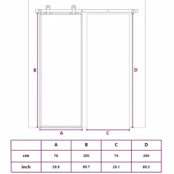 vidaXL Schuifdeur 76x205 cm gehard glas en aluminium zwart