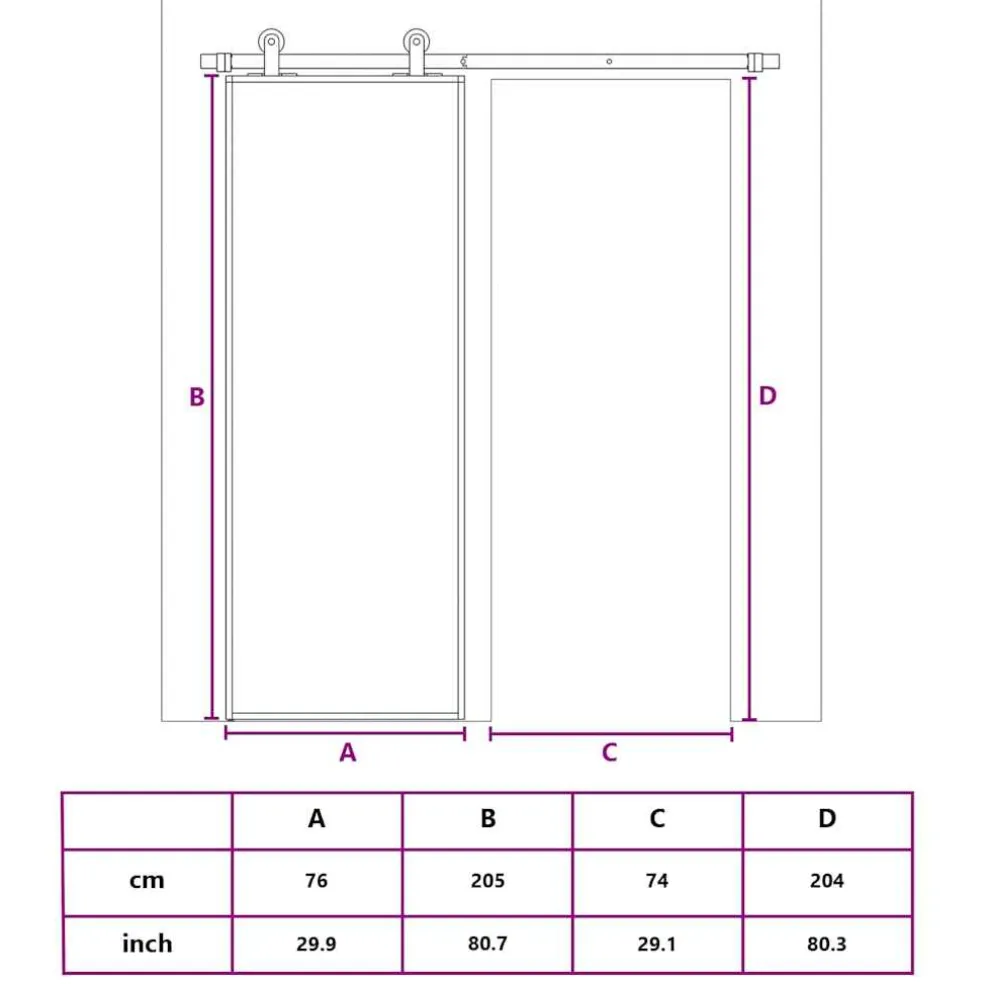 vidaXL Schuifdeur 76x205 cm gehard glas en aluminium zwart