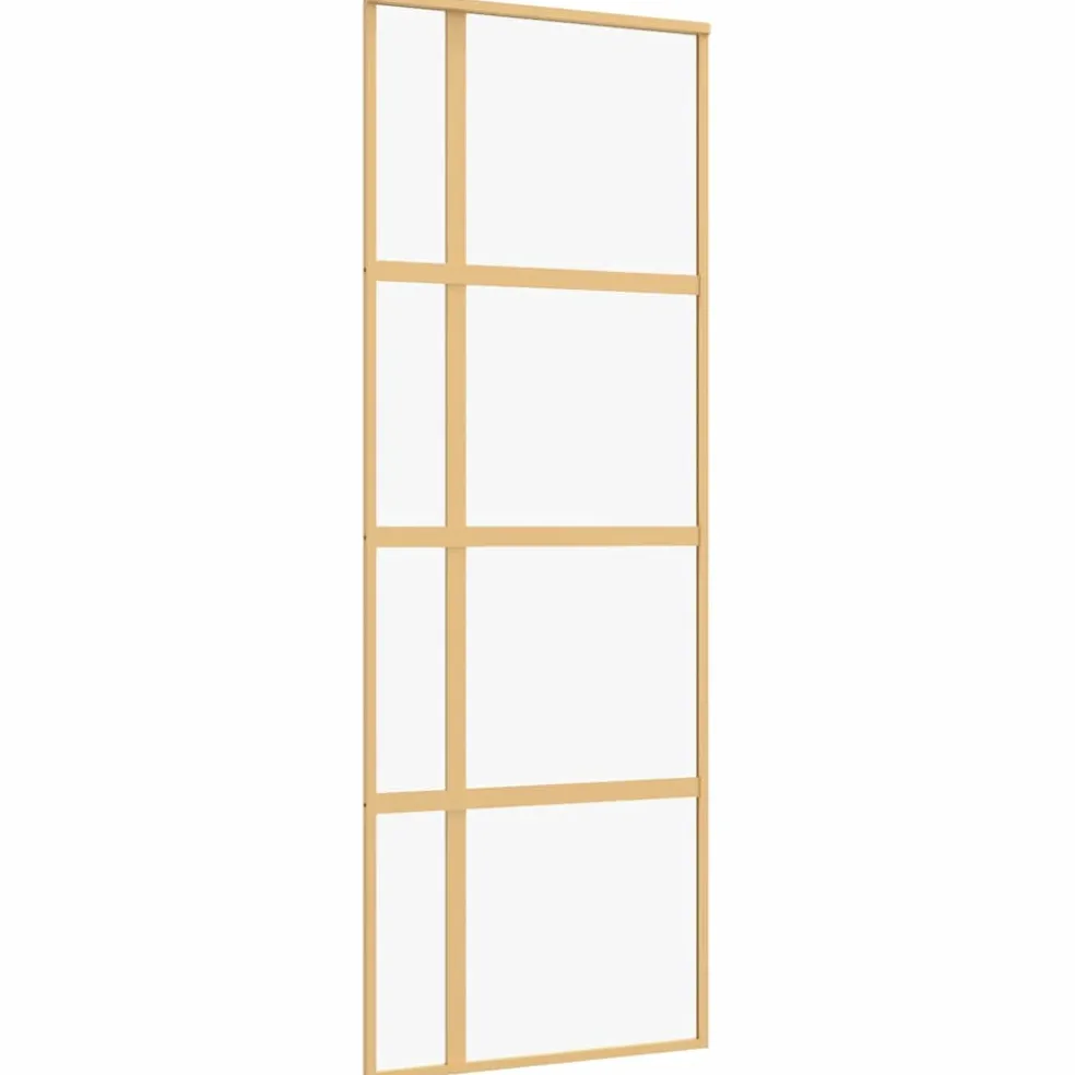 vidaXL Schuifdeur 76x205 cm helder ESG-glas en aluminium goudkleurig