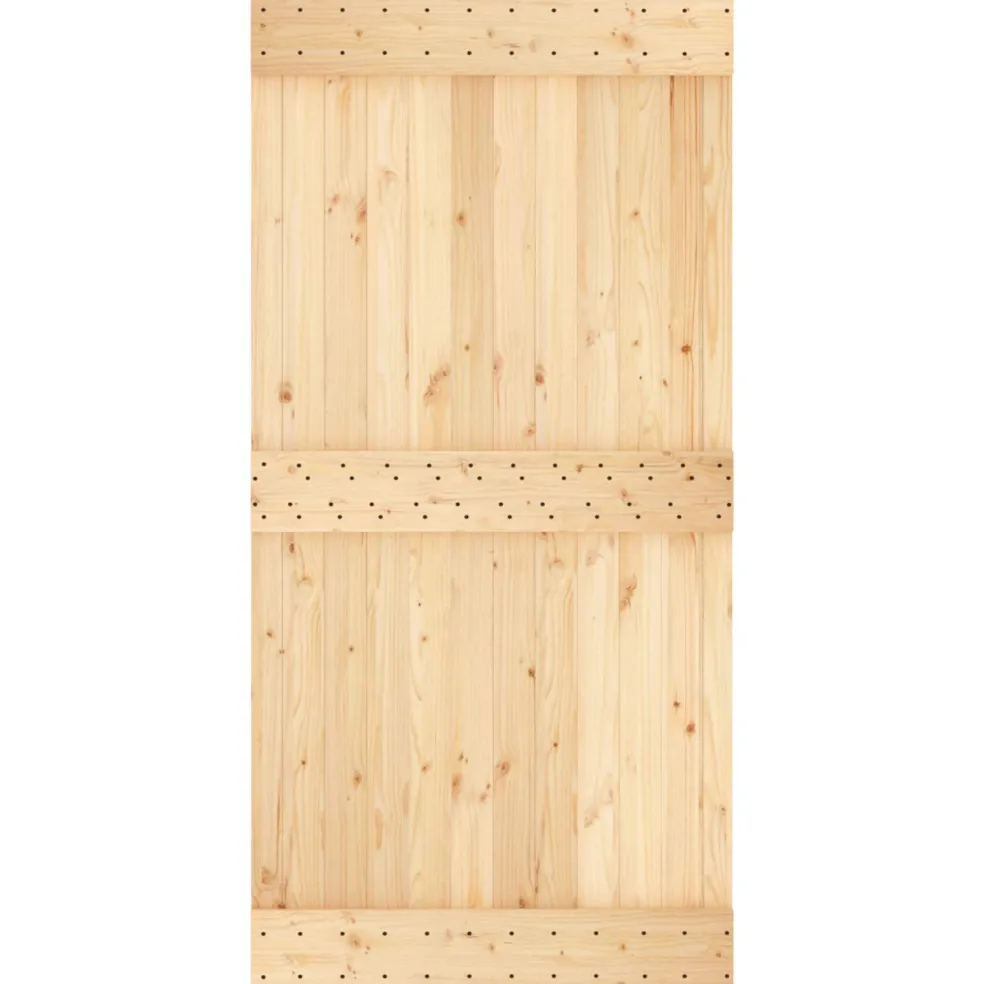 vidaXL Schuifdeur 100 x 210 cm Massief Grenenhout (Niet-Behandeld)