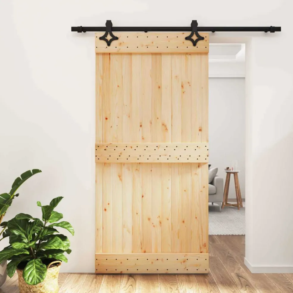vidaXL Schuifdeur 100 x 210 cm Massief Grenenhout (Niet-Behandeld)