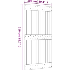 vidaXL Schuifdeur 100 x 210 cm Massief Grenenhout (Niet-Behandeld)