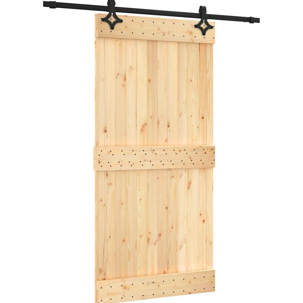 vidaXL Schuifdeur 100 x 210 cm Massief Grenenhout (Niet-Behandeld)