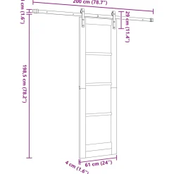 vidaXL Schuifdeur 61 x 198,5 cm Massief grenenhout Natuurlijk en Wit