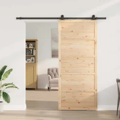vidaXL Schuifdeur 100 x 208 cm Massief grenenhout Naturel