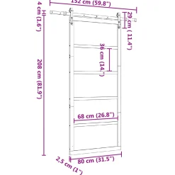 vidaXL Schuifdeur 80 x 208 cm Massief grenenhout Naturel