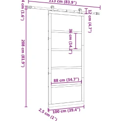 vidaXL Schuifdeur 100 x 208 cm Massief grenenhout Naturel