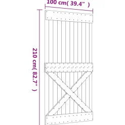 vidaXL Schuifdeur 100 x 210 cm Massief Grenenhout (Niet-Behandeld)