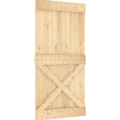 vidaXL Schuifdeur 100 x 210 cm Massief Grenenhout (Niet-Behandeld)