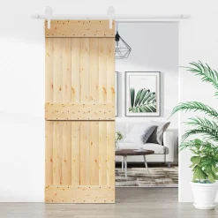vidaXL Schuifdeur 100 x 208 cm Massief grenenhout Naturel