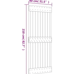 vidaXL Schuifdeur 80 x 210 cm Massief Grenenhout (Niet-Behandeld)