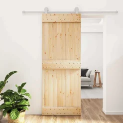 vidaXL Schuifdeur 80 x 210 cm Massief Grenenhout (Niet-Behandeld)